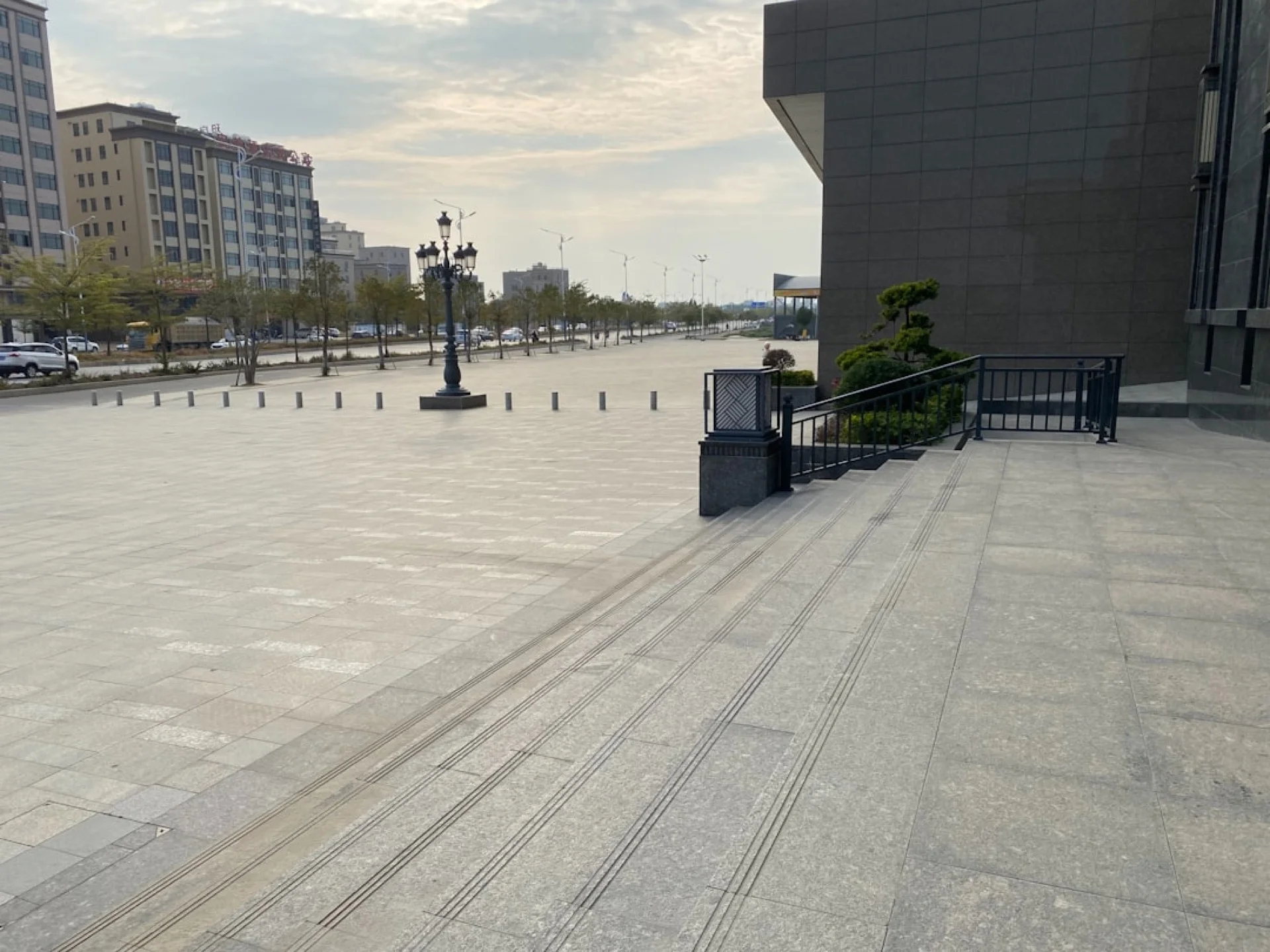 Empty tourist street in early morning light