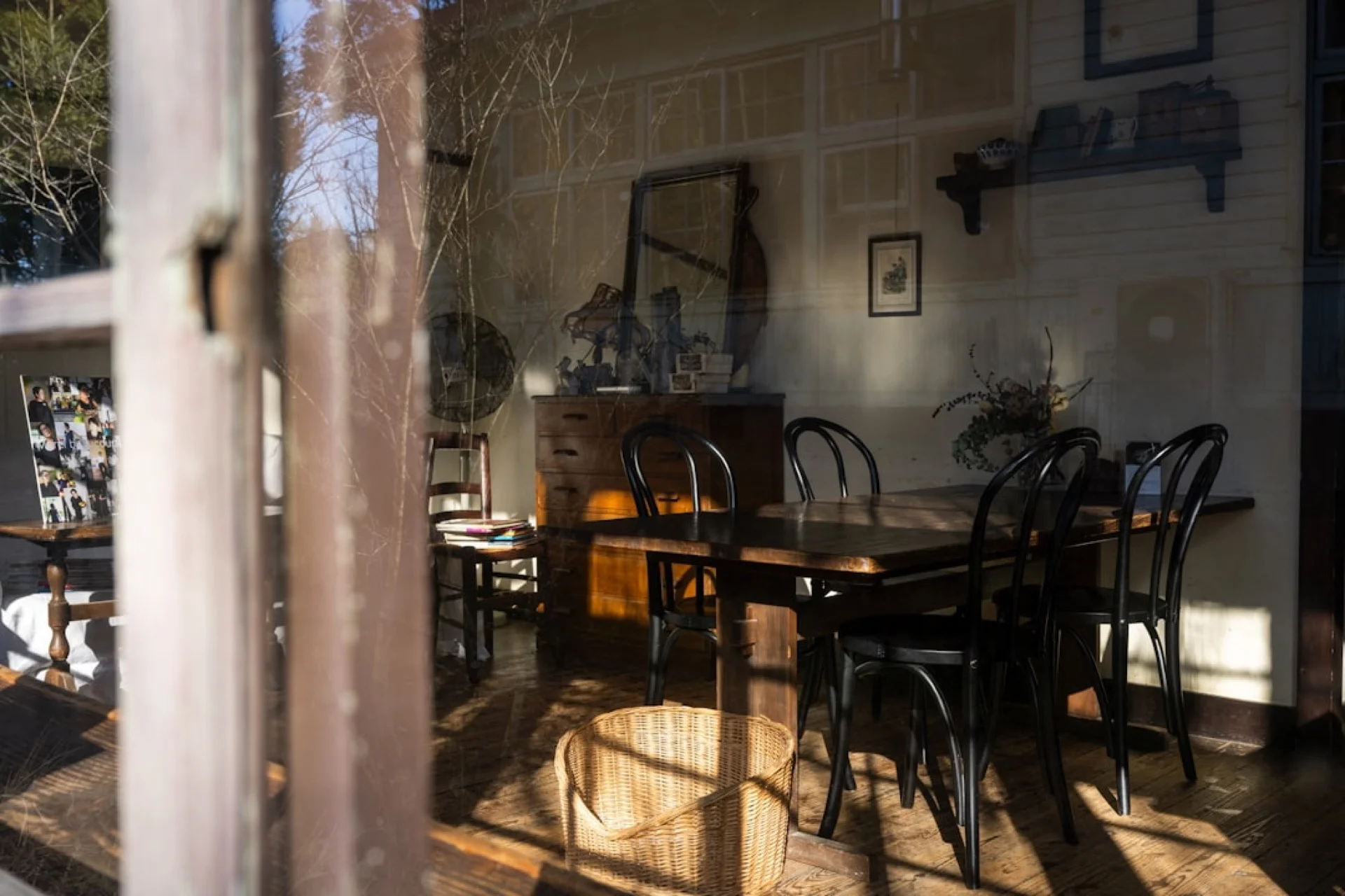 Cafe window with morning light